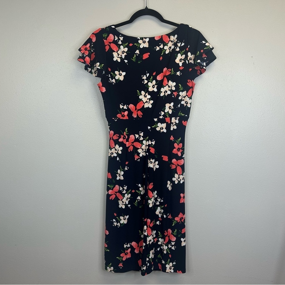 Lauren Ralph Lauren Floral Midi Dress Size 6 Wedding Guest Party Event V-neck - Picture 9 of 11
